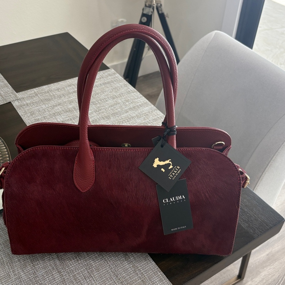 RARE NWT Claudia Firenze Italian leather Red Handbag